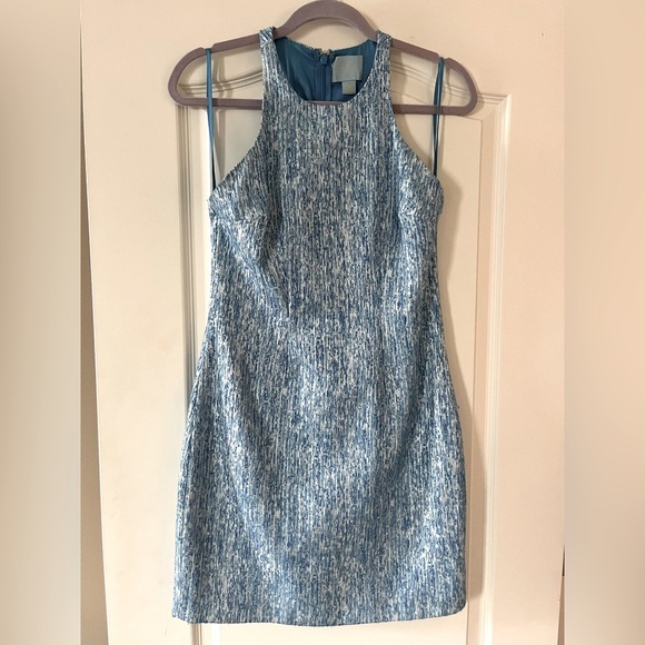 CeCe Designer Brand Blue and White Textured Sleeveless Dress Size 2 - Picture 1 of 15